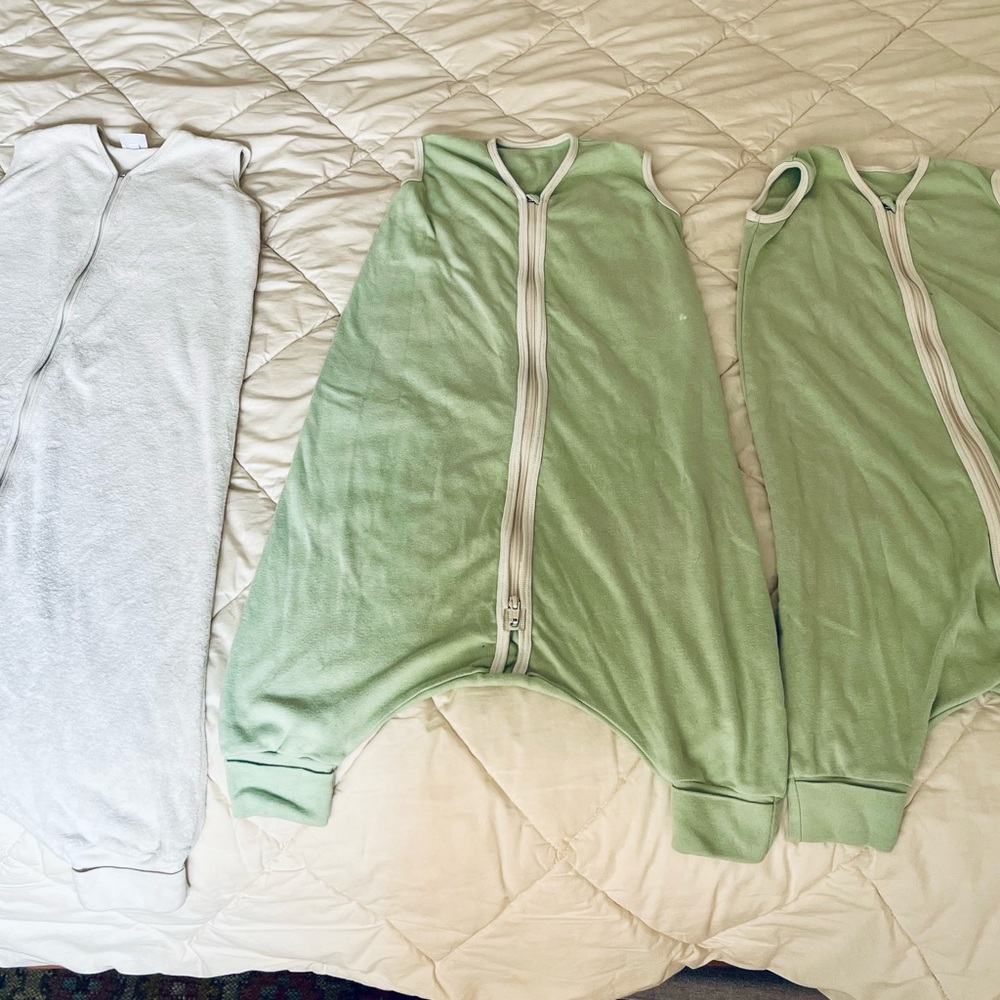 3 organic castleware sleep sacks size 3. One for cool weather and two for warm.